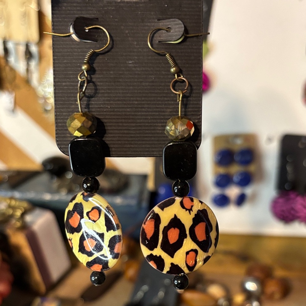 Leopard Print Dangle Earrings